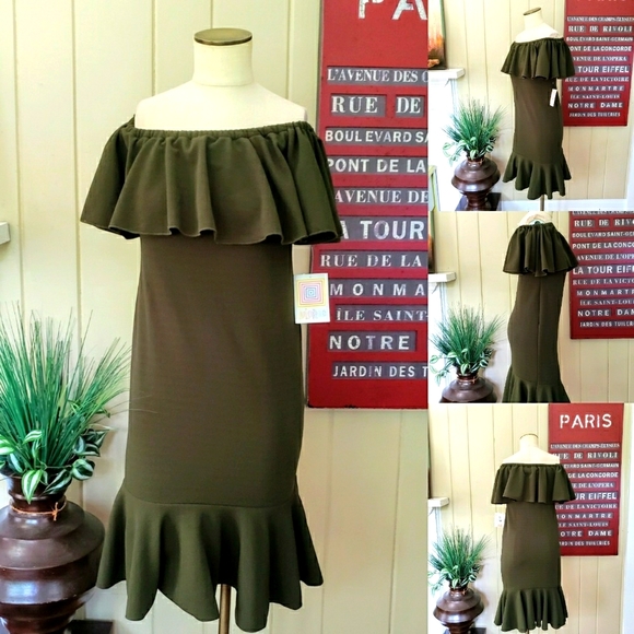 LuLaRoe Dresses & Skirts - NEW LulaRoe | XS Cici dress Olive green ruffle